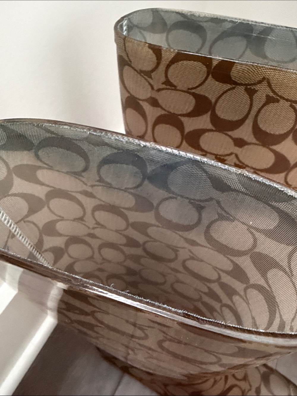 Coach Brown Signature Pattern Rain Boots - Women's Tall Waterproof - Picture 7 of 8